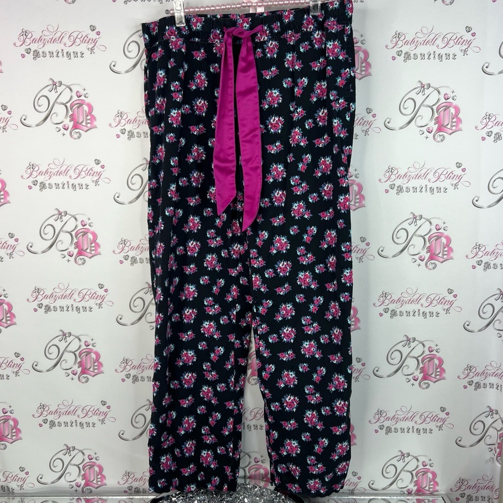 La SENZA pants flowers Floral Bottoms with Pink and Black blue